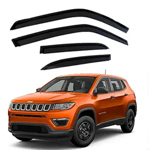 DS ENTERPRISE Car Rain Wind Door Visor Side Window Deflector for Compass All Models - Black Color (Pack of 4)