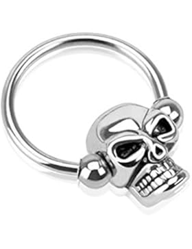 Paula & Fritz® Piercing Brustwarzen Augenbraue Klemmkugel aus Edelstahl Chirurgenstahl 316L Totenkopf Stabstärke...