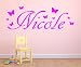 Personalised Custom Name Butterfly vinyl wall art sticker - ANY NAME - 3 sizes - 16 colours - f1 (1 - Small 50 cm long)