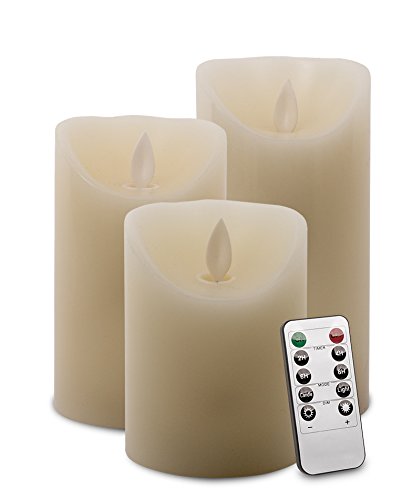 DecoLite LED Kerzen mit Flackerflamme Set 1: 3 LED Ø 75 mm mit Fernbedienung