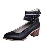 ☆ Retro High Heel Pinted Toe Knöchelriemen Schnalle Frühling Mary Jane Keile Schuhe für Frauen