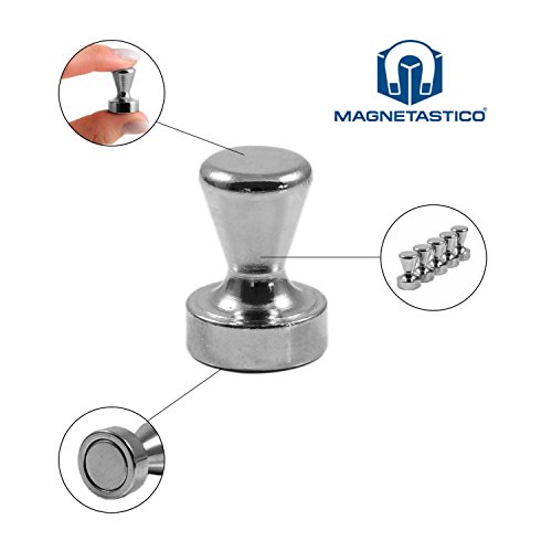Magnetastico® | 10 Stück extra starke & große Kegelmagnete aus Stahl mit Neodym N42 Magnet | Größe Ø 15 x 21 mm & vernickelt | Extra starke magnetische Karten-Pins, Push Pins, Büromagnete – Perfekt für Büro, Karten, Whiteboards, Kühlschränke & Magnettafeln - 2