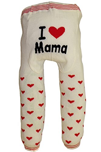 Dotty Fish Baby and Toddler Woolen Leggings Ivory I Love Mama Design (90cm/12-24months)
