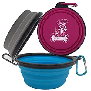 Collapsible Silicone Bowls 3 Pack (XL 25oz Each) with Color Matched Carabiner Clips - Dishwasher Safe BPA FREE Food Grade Silicone Portable Pet Bowls - Foldable for Journeys, Hiking, Kennels & Camping