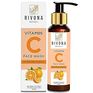 Rivona Naturals Vitamin C Brightening Face Wash for Glowing Skin, Skin Whitening & Brightening | Suitable for All Skin Types for Women & Men |No Paraben, Sulphate & Silicone - 100 ML