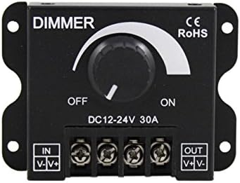 12V 24V 30A LED Dimmer Controller for Single Color LED Strip Lights Ribbion Lamps Black Knob Control Brightness Adjust