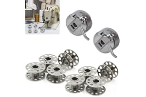 LUNPOG 2 Pièces Boîte à Canette pour Machine à Coudre, 8 Pièces Bobine en Métal, Compatible pour Singer Janome Brother Machine à Coudre Domestique Standard