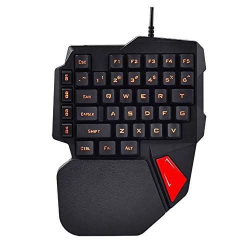 Preisvergleich Produktbild iBaste Wired Gaming Keyboard K108 38 Tasten LED Hintergrundbeleuchtung USB Ergonomic Gamer Einhandbedienung Unterstützung für Drive-Free Makro Programmierung mechanische Tastatur für PC Laptop-Compute