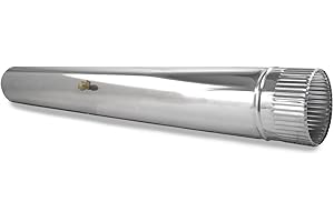 CAEXVEN Tubo con Llave Reguladora para chimeneas en Acero Inoxidable Longitud 1 m - Serie lisa - 140 mm