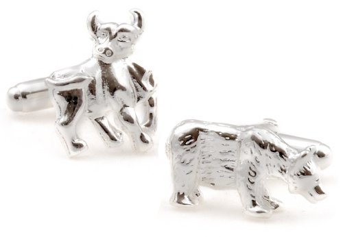 Sterlingsilber Bull und Bear Manschettenknöpfe in Präsentationsbox