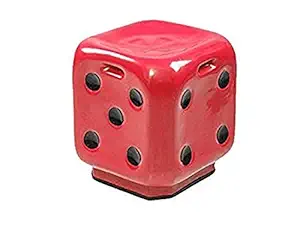 Kajal Toys Fiber Unbreakable Durable Dice Sitting Stool with Anti-Skid Rubber for Home, Office and Outdoor (Red, 12x12x15)