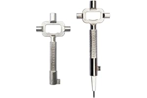Kellegour Universal Construction Key,2 Pieces Construction Site Key,Square Control Cabinet Key,Building Keys with Measuring Scale,Universal Locksmith Tool,Zinc Alloy,Long and Short Cam Turner,Silver