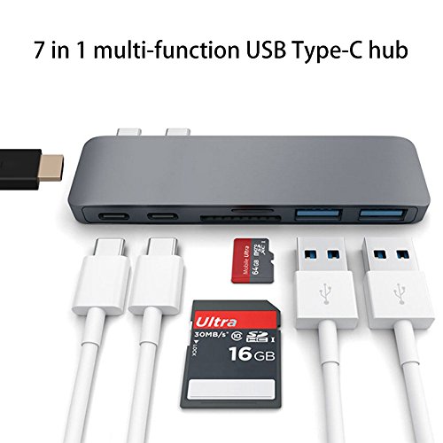 SAVFY USB C Hub HDMI f  r MacBook Pro 2017   2016  13  und 15   Ultra Slim Extra Leicht Type C Hub Adapter Thunderbolt 3 Dock Aluminium Plug Play  USB