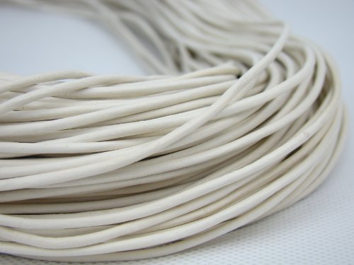 Lederband, Lederschnur, Lederriemen 5 m. Rund 2,0 mm. Weiß