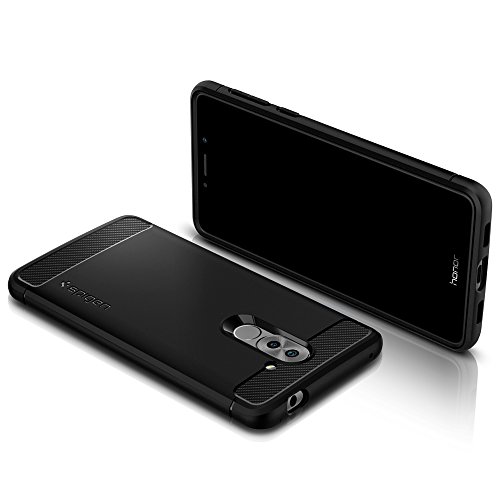 Huawei Honor 6X HÃ¼lle, SpigenÂ® [Rugged Armor] Karbon Look [Schwarz] Elastisch Stylisch Soft Flex TPU Silikon HandyhÃ¼lle Schutz vor StÃ¼rzen und StÃ¶ÃŸen SchutzhÃ¼lle fÃ¼r Huawei Honor 6X (2017) / GR5 2017 / Huawei Mate 9 Lite Case Cover Black (L12CS21415)