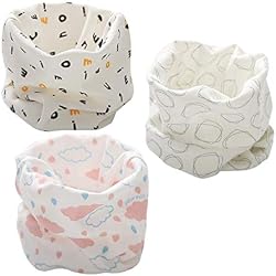 DEBAIJIA 3 pcs Unisexe Écharpe Cache-cou Bébé Enfant 0-8 Ans en Coton Doux Chaud Coupe-vent pour Printemps Automne Hiver, Multifonction: Foulard, Bandeau, Bandana, Accessoire Chic Dessin Animé - C