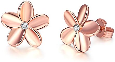 TPHui Women'S Hoop Earrings Women Earrings gold earrings earrings women 18K Rose Gold Simple Flower Earrings