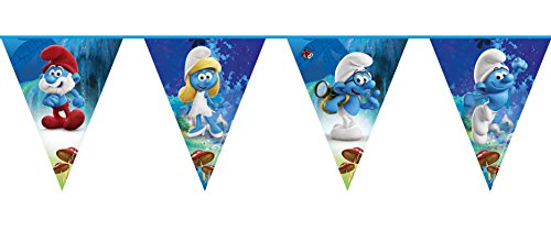 Wimpelkette * DIE SCHLÜMPFE * für Kindergeburtstag und Motto-Party // Kinder Geburtstag Flag Banner Smurfs Schlumpf Film