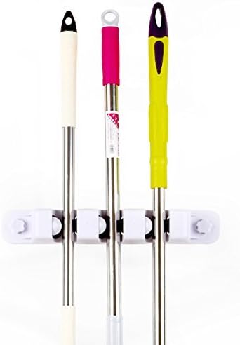 Multifunctional Household Mop and Broom Plastic Wall Mount Umbrella Storage Rack (3 Position 4Haken)