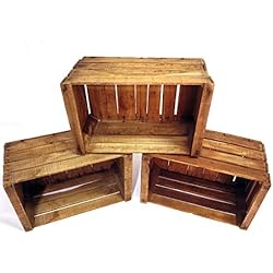 Set 3 Boîte en hêtre vintage - recommandée pour la réalisation de meubles, étagères, bibliothèques, etc. - Boîtes de fruits anciennes - boîtes en bois