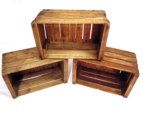 Set 3 Boîte en hêtre vintage - recommandée pour la réalisation de meubles, étagères, bibliothèques, etc. - Boîtes de fruits anciennes - boîtes en bois