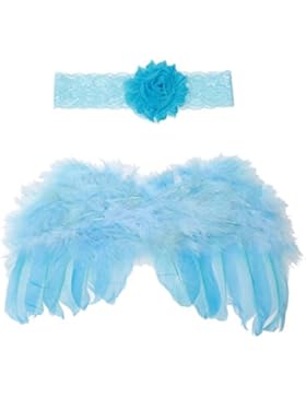 domybest Neugeborene Unisex Fotografie Requisiten, Baby Mädchen Jungen Feder Engel Flügel Stil Outfit mit Blättern...
