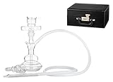 Glasshisha im Koffer Vollglas Wasserpfeife Glas Shisha 33cm mit Silikon-Schlauch