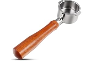 CAPFEI Portafiltro senza fondo 51 mm 2 orecchie per Delonghi ECP31.21 ECP33.21 ECP35.31 ECOV311 con filtro di ricambio in acciaio inox e manico in legno