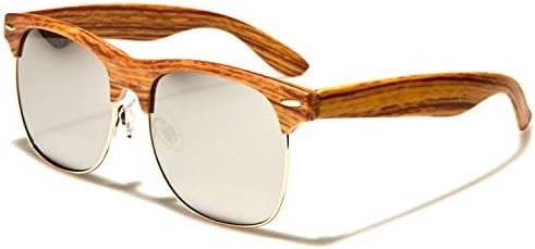 Classic Wayfarer Style - Quality Wooden Faux Wood Print - SDK SUNGLASSES - 100% UV400 UVA UVB Protection - Men Women Unisex - Stunning Stylish and Fashionable Summer Shades (BROWN / SILVER LENS 2)