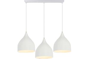 WOTTES Lampadario a Sospensione, Lampadario soggiorno, Lampadario camera da letto,Lampadario soggiorno moderno,Lampadario cucina,Adatto per lampadine E27 (Rettangolo lungo, Bianco)