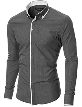 MODERNO Herren Hemd Slim Fit Casual Langarm Button Down Kragen (MOD1445LS)