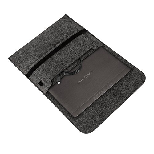 kwmobile Laptoptasche Filz Sleeve für Medion Akoya P2214T – Notebook Tasche Schutzhülle Laptop Case Hülle in Dunkelgrau mit Innentaschen - 2