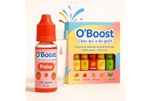 GREEN STORM Coffret O'BOOST fraise-menthe -citron- grenadine-mangue -peche – 6 arômes à diluer – Sans sucre, sans calorie, sans colorant – 6 x 10 ml – Saveurs fruitées pour aromatiser l’eau