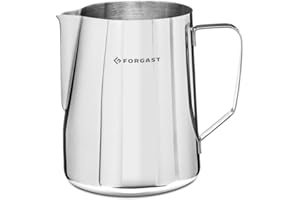 Forgast Pot à lait | Acier inoxydable | Capacité 1 l | Pot à lait avec marquage | Pichet à mousse de lait | haute brillance | à la machine à expresso | Facile à nettoyer | Lavable au lave-vaisselle