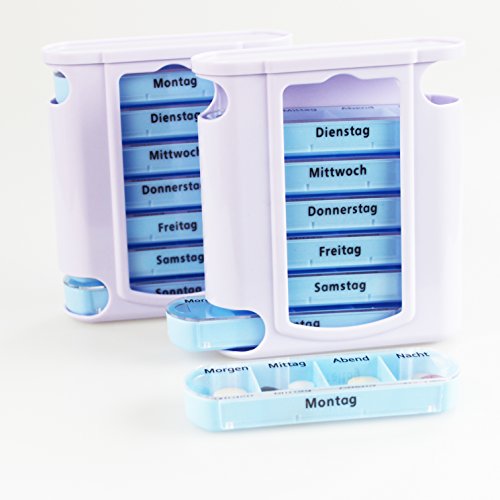 2 er Pack ( = 2 Stück ) praktischer Medikamentendosierer , Pillendose,Pillenbox , Tablettenbox , Wochendosierer , 14 Tage – aus dem KAMACA-SHOP - 2