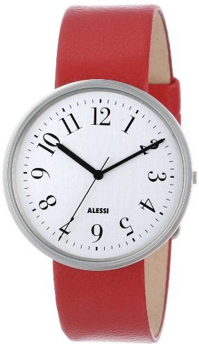 Alessi Unisex-Armbanduhr Analog Quarz Leder rot AL6004 Alessi Unisex-Armbanduhr Analog Quarz Leder rot AL6004