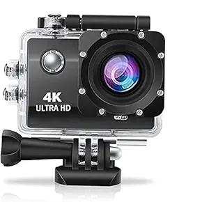 ITRUE- Action Camera 4K WiFi Cam 16MP Sports Cam 30M Waterproof Underwater- Action Camera (Black) .