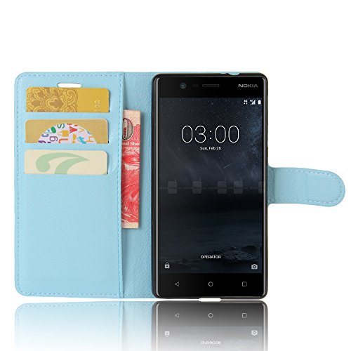Nadakin Nokia 3 Funda, PU Cuero Flip Leather Wallet Case Cover Carcasa Funda con Ranura de Tarjeta Cierre Magnético y función de soporte para Nokia 3 (Blanco)