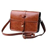 Tongshi Las mujeres del monedero del bolso de la vendimia del cuero Crossbody bolso Messenger ( Marrón)