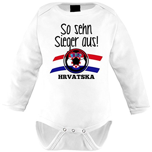 Mikalino Langarm Babybody So sehn Sieger aus Hrvatska Kroatien, Farbe:weiss;Grösse:6-12 Monate-