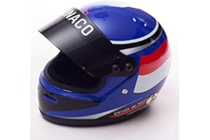 MJ Monaco - Collectors Mini Half Scale Formula Racing Helmet - Crash Helmet With Tilting Visor, Foam Interior & Strap - Best Helmet Gifts for Dad, Brother, Friends & Motorsport Fans