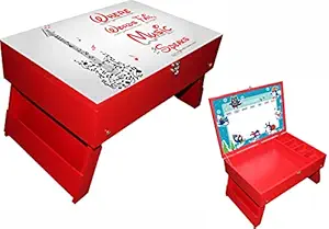 EW Bed Table with Storage | Study Table | Durable & Sturdy Design | Laptop Table | Multi Purpose Table (Red Color, Music Theme)