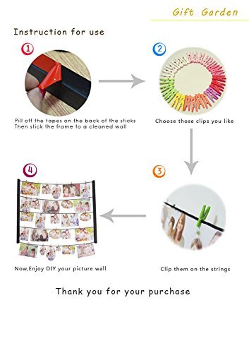 Giftgarden Fotoleine mit Klammer DIY Set für Fotodisplay 9×13 - 9