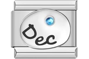 MON & SONS M&S Jan to Dec Birthday Birth Stone Date Anniversary Month 9mm Italian Link Charm Compatible With Nomination Bracelet