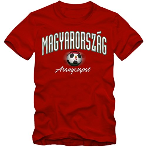 Herren Fußball T-Shirt Ungarn Magyarország Football EM Trikot Frankreich, Farbe:rot;Größe:XL