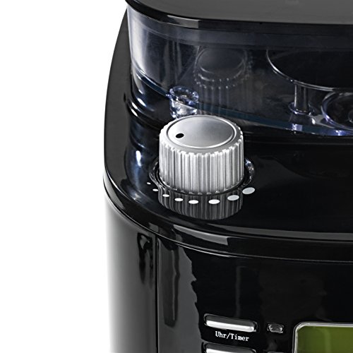 Kaffeemaschine mit individuell einstellbaren Mahlgrad, Mahlwerk, 24H Timer, Warmhalteplatte mit Abschaltautomatik und austausch- & waschbaren Kaffeefilter ( Einzelbohnenbehälter geeignet für ganze Bohnen UND gemahlenen Kaffee, 1050W ) Version 2017 - 4