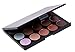 LyDia® 15 Colours Cream Concealer/Highlight/Face Contour Camouflage Palette Dull/Redness Skin/Black Circle kit set + LyDia® Red Hot Pink-1049 Flat Angled Makeup Brush