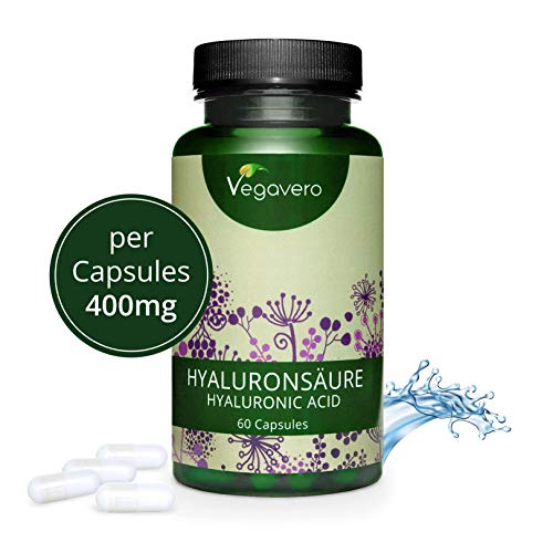Ácido Hialurónico en Cápsulas Vegavero® | 400 mg | 800-1500 kDa | EXTRAÍDO DE CULTIVO BIOTECNOLÓGICO DE BACTERIAS | Origen No Animal | 60 Cápsulas | Piel + Articulaciones | SIN ADITIVOS