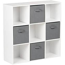 Hartleys Unité De Rangement Blanc A 9 Cubes & 4 Bacs De Rangement Gris