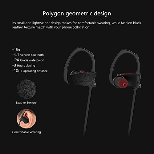 AXCEED Wireless Earphones Bluetooth 4.1 Sports Headphones IPX4 Waterproof Running Earphones Ear Hooks Headset 8 Hours… - Image 10